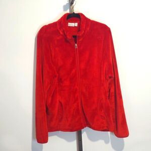 Kim Rogers Thick Fluffy Fleece Real Red Zip Jacket XL